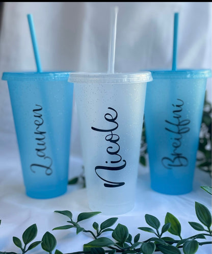 Cold cups with straw